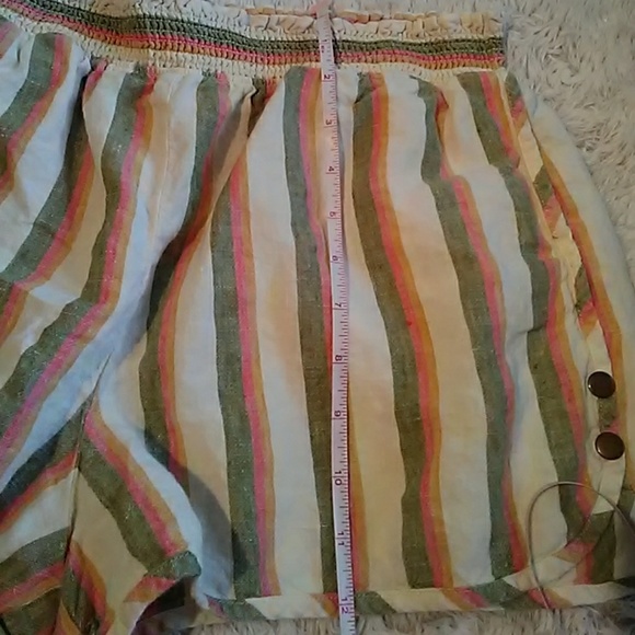 Super cute shorts-Cream, Olive Green & Pink Stripe - Picture 2 of 5